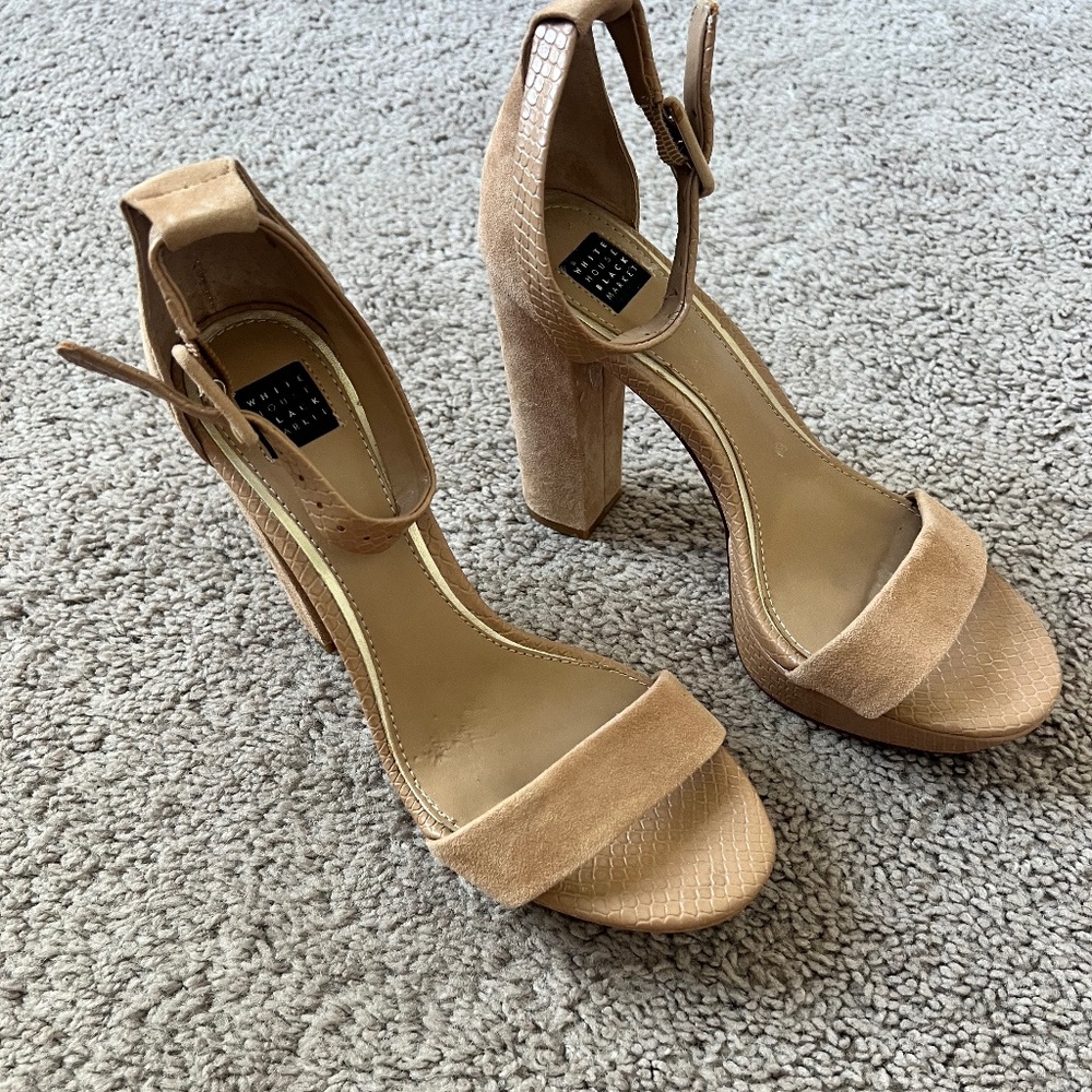 White House Black Market Tan Suede 4.5" Heel